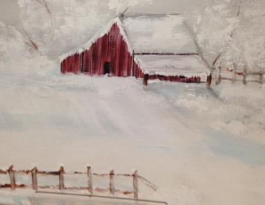 Winter Red Barn 380 x 294